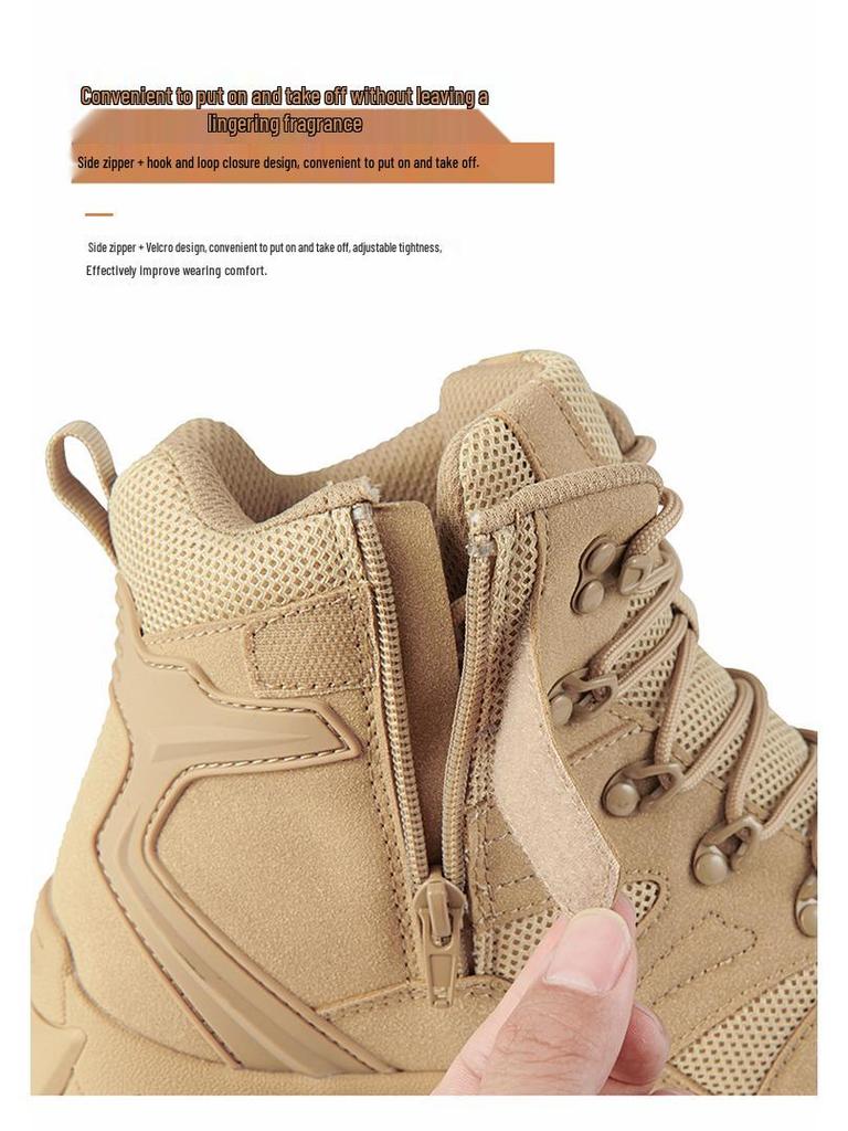 Men's Plus Size Military Combat Boots - Mid-Top Desert Workwear for Outdoor Camping and Security