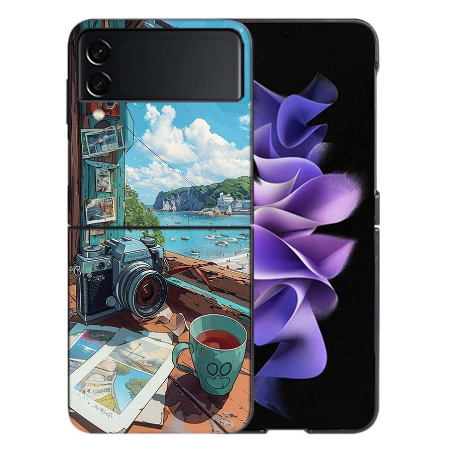 Camera and Souvenirs With Scenery Coque For Samsung Z Flip7 6 Galaxy Case Shockproof Z Flip5 Z Flip3 4 5G Hard Cover Phone TPU