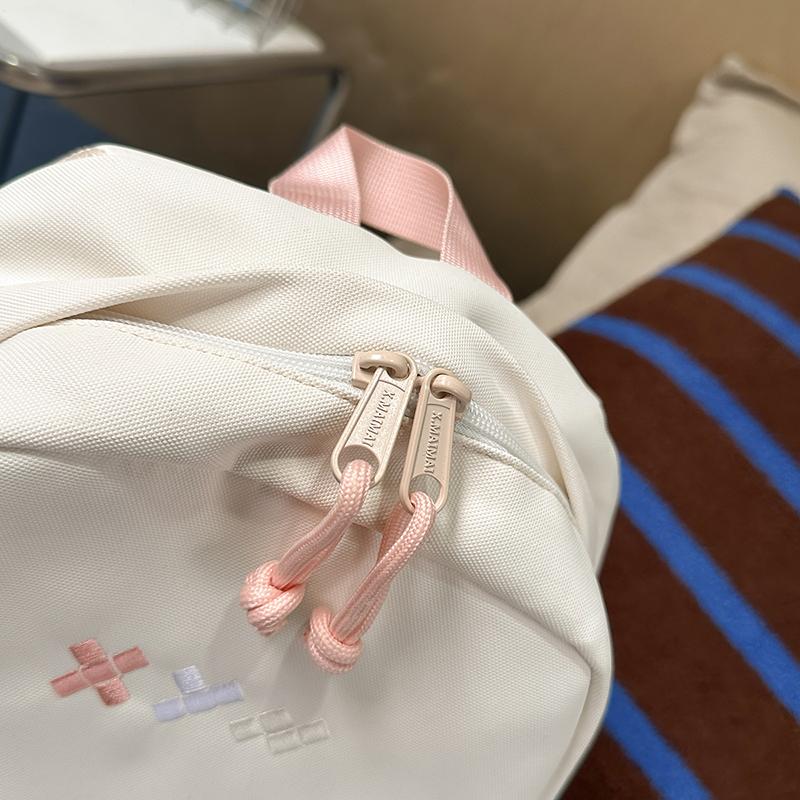 Student Schoolbag Women's Nylon Backpack Lightweight Solid Color Backpack Travel Bag