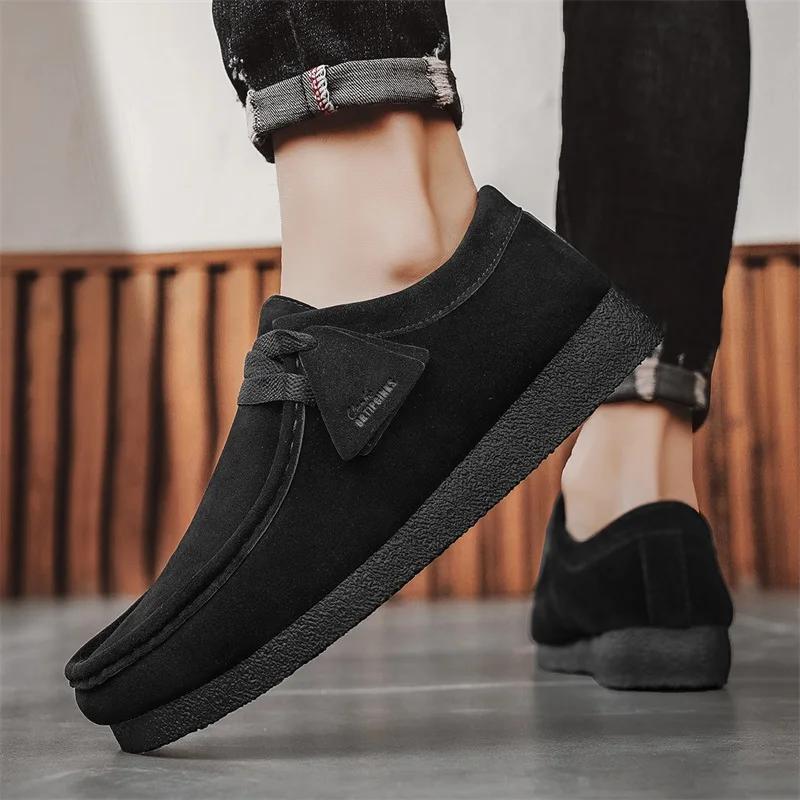 Herren Freizeit Schuhe Herbst Wildleder Arbeitschuhe Herren Slip-On Bequeme Flache Schuhe Sneaker Plateau Britische Business Party Anzugschuhe