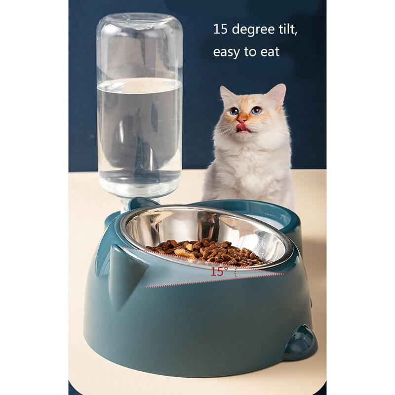 2 In 1 Pet Feeding Bowl Set Automatic Water Dispenser Anti-overflow Detachable for Small Dogs Cats Pet Grooming Shop Use