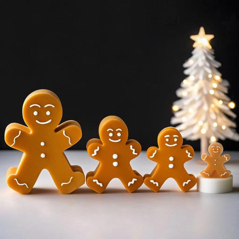DIY Cartoon Gingerbread Man Silicone Candle Mold Christmas Cookie Chocolate Baking Tool Handmade Soap Candle Making Supplies
