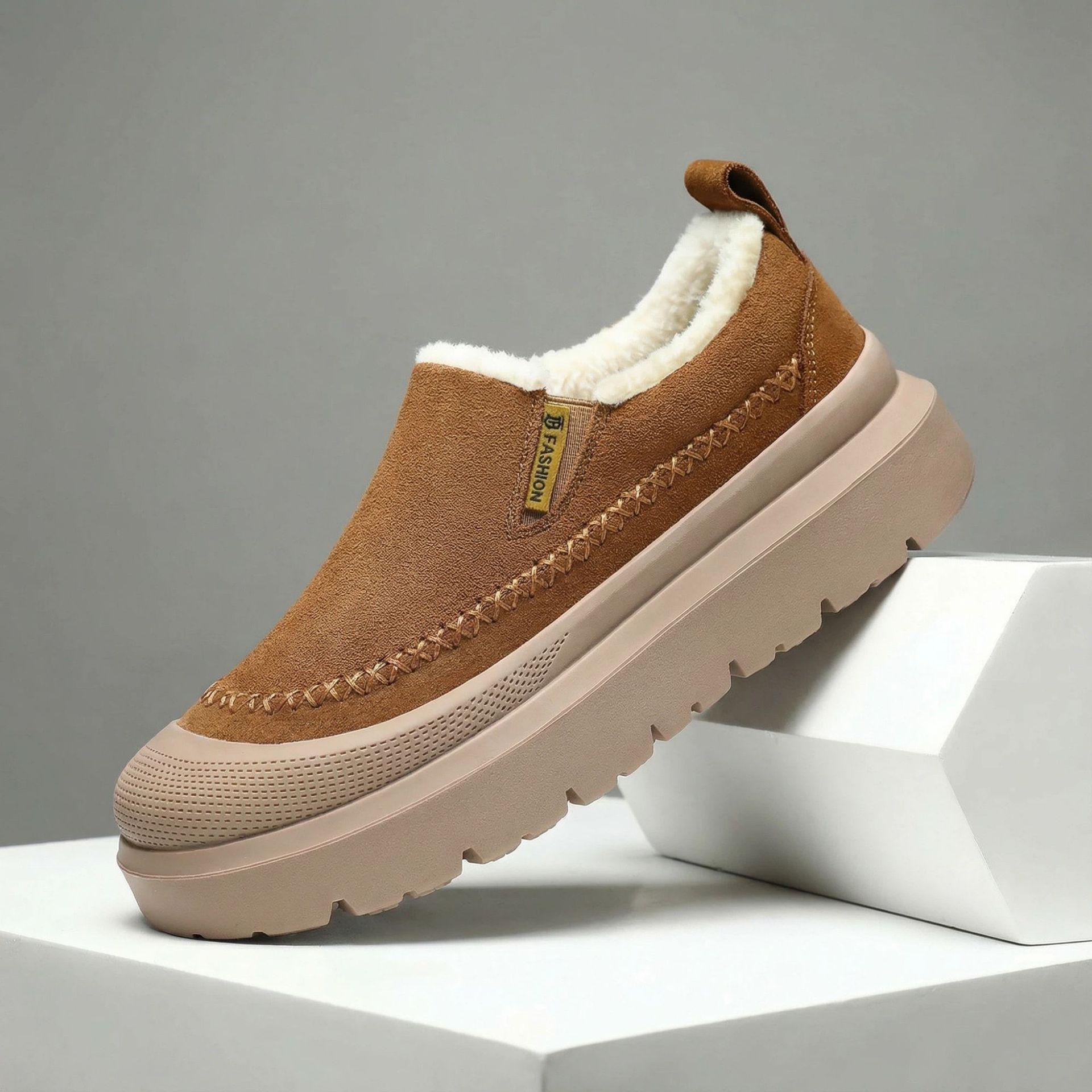 

2025 Зимові чоловічі старі пекінські снігові чоботи на вовняній підкладці з нековзною підошвою 40