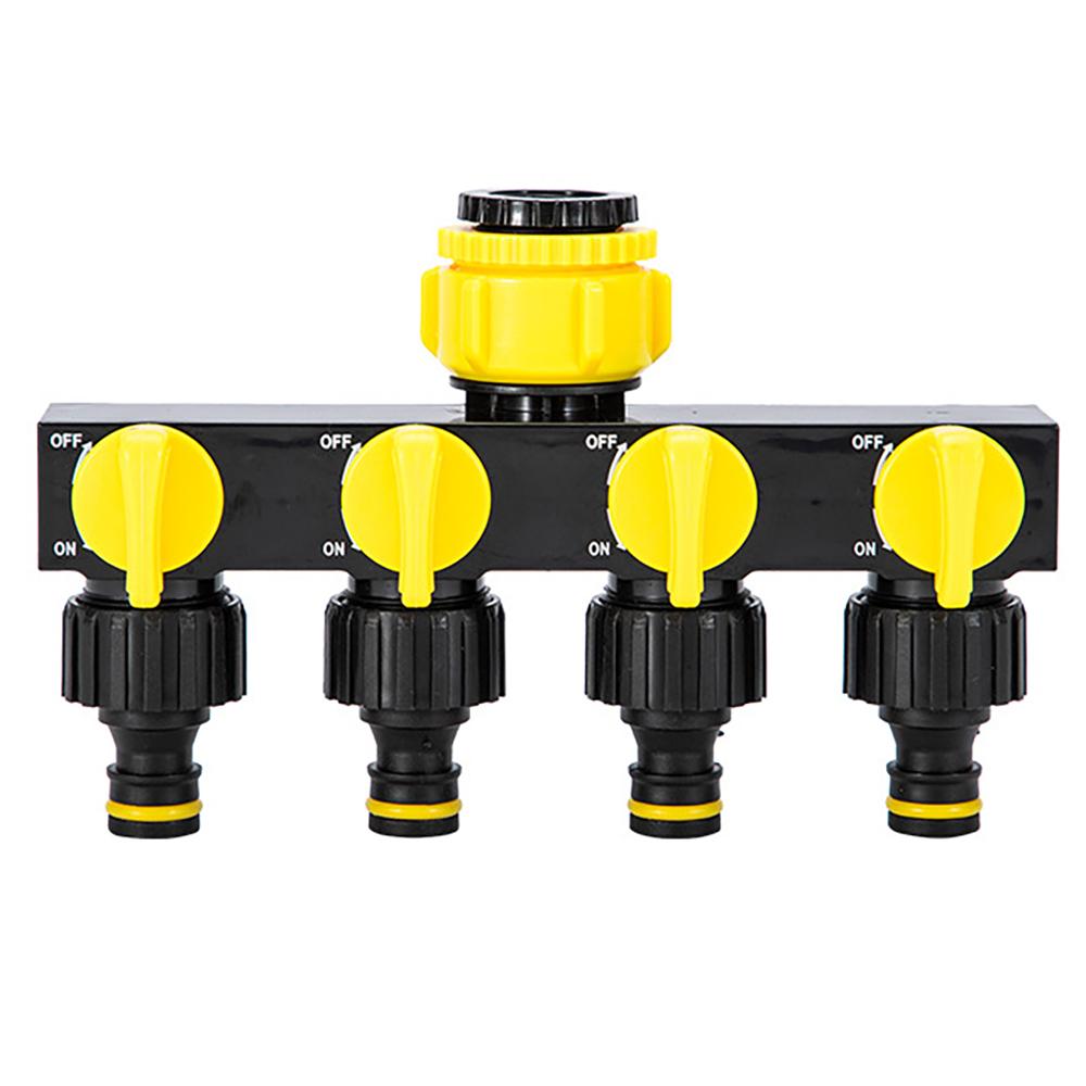 Divisores de Agua de 4 Vías de 1" a 3/4" a 1/2" Conector de Riego de Jardín Válvula Distribuidora para Grifo Exterior Aspersor