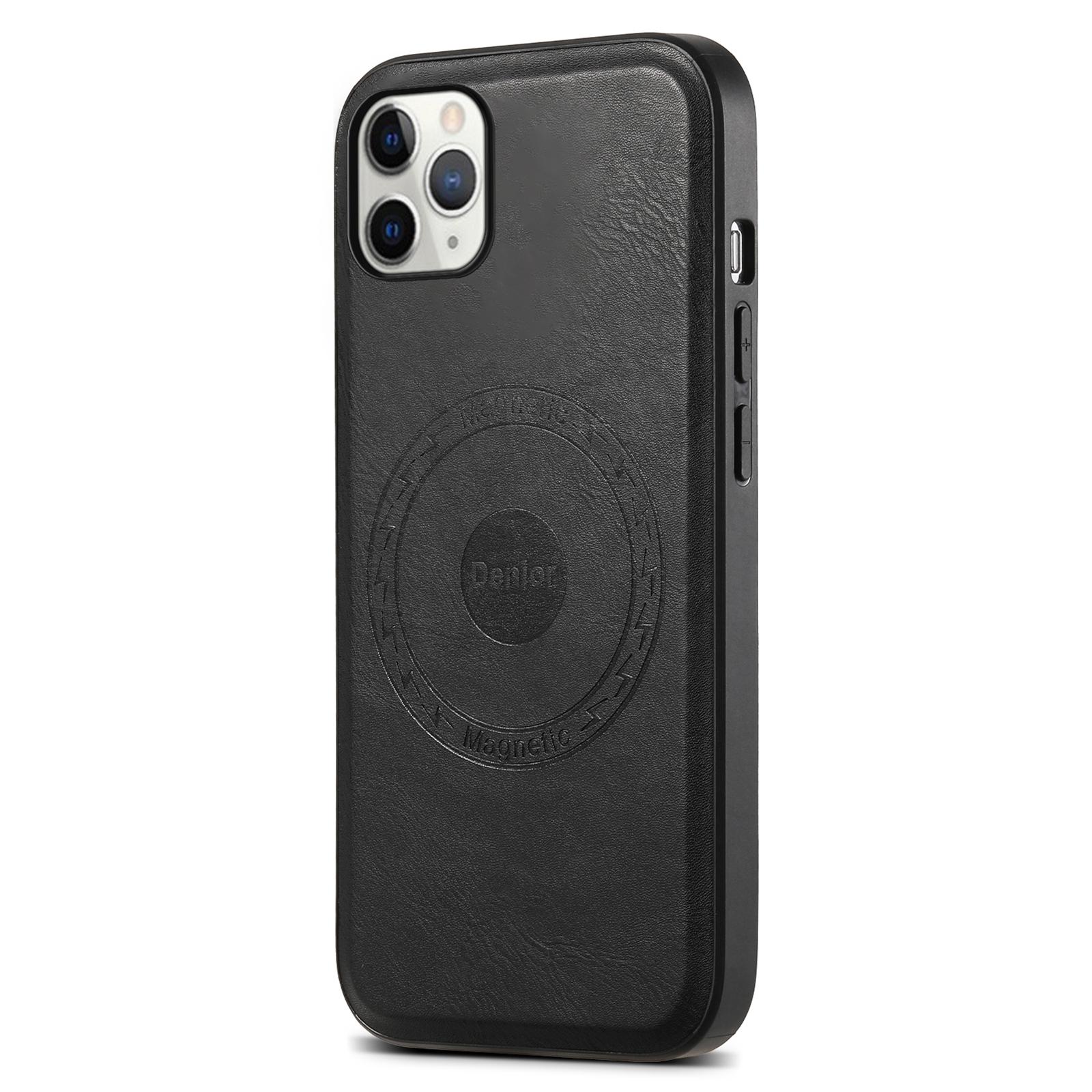 

Магнитный чехол DENIOR для iPhone 11 Pro Max, чехол для телефона из ПК+ТПУ с покрытием из ПУ кожи Black
