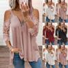 Bluză cu mâneci din dantelă pentru damă, tricou, mai mare, pentru femei, cu umeri rece