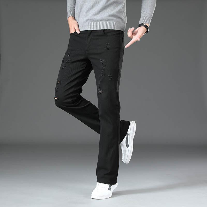 Jeans Hombres Pantalones Micro Acampanados De Mezclilla Rasgados para Hombres Diseño Clásico Pantalones Acampanados Grandes Jeans Negros