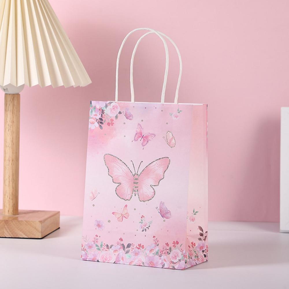 

10 шт. подарочные пакеты из крафт-бумаги в виде бабочек, пакеты для сладостей, пакеты для сладостей, свадебные пакеты с ручками для вечеринки по случаю дня рождения, свадьбы, детского душа 10pcs розовый