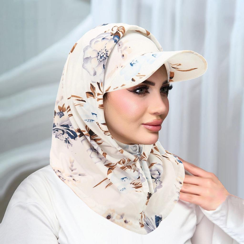 Islamic Hijab Baseball Cap for Woman Abayas Jersey Scarf Neck Cover Muslim Women Turban Instant Head Wrap Solid Color Hat