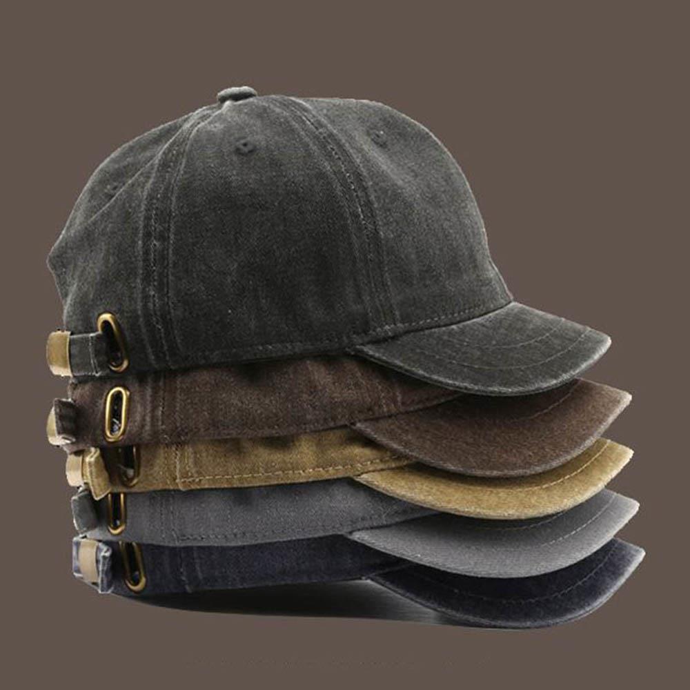 Retro Baseballkappen mit kurzem Schirm für Männer Frauen Einfarbige Verstellbare Outdoor Sonnenblenden Hüte Baumwolle Streetwear Hip Hop Kappen Gorras