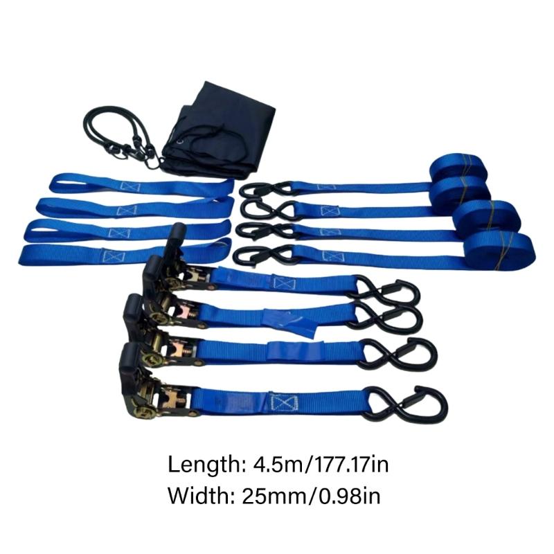 High Capacity Ratchet Tie Down System 2200Lbs Load Padded Handle Design Weather Resistant For Cargo Transport