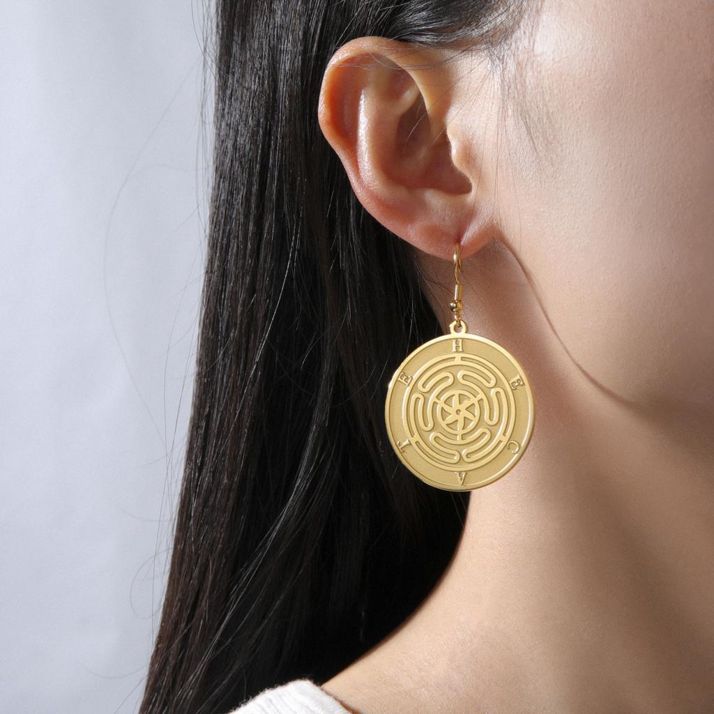 LIKGREAT Wiccan Earrings Hecate Goddess Symbol Witchcraft Protection Earring Witch Pagan Christmas Gift Stainless Steel Jewelry