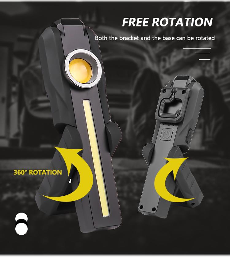 Rechargeable LED+COB Work Light Portable Magnetic Folding USB Charging Handheld Flashlight