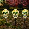 Halloween Ghostly Lights Glowing Skull Horror Ornament Garden Solar Skull Light