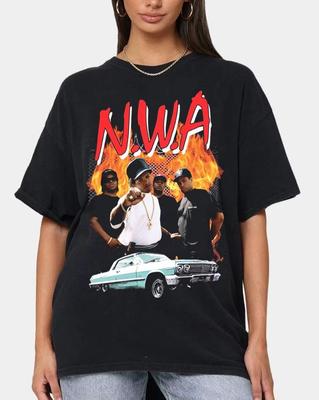 New 2026 NWA Eazy E Hip Hop Unisex Tshirt Black Cotton Unisex Unisex and Women Summer Unisexs TShirt Black Casual Crew Neck Cotton Tee