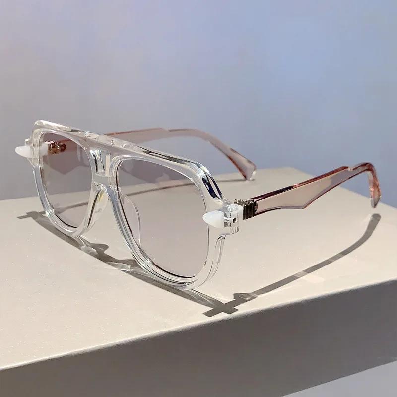Popular Vintage Brand Designer Double Bridge Pilot Sunglasses Women For Men Sun Glasses Punk Luxury Big Frame Shades UV400