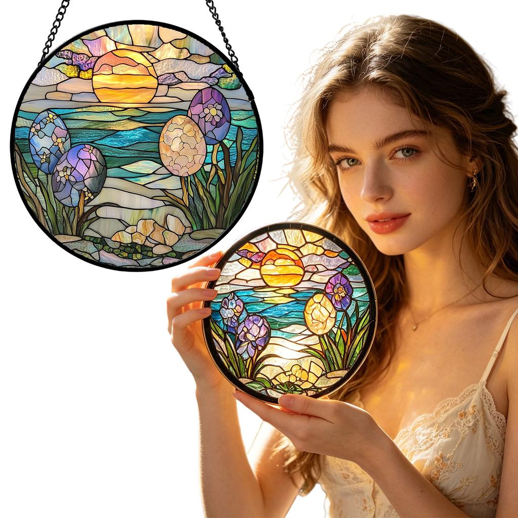 Stained Glass Window Hanging Puzzle Pendants Garden Kitchen Sunroom Home Décor