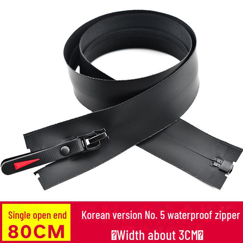 Koreanischer Stil Nein. 5 Schwarzer Wasserdichter Doppelkopf-Reißverschluss für Outdoor-Sport und Daunenjacken.