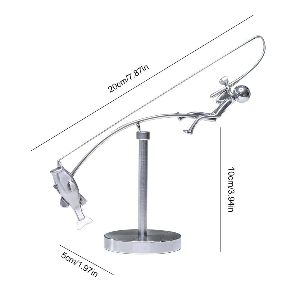 Kinetic Fishing Sculpture Balance Art for Your Space Balance Art Sculpture Fisherman Balancing Figurine Ornament Home Decoration