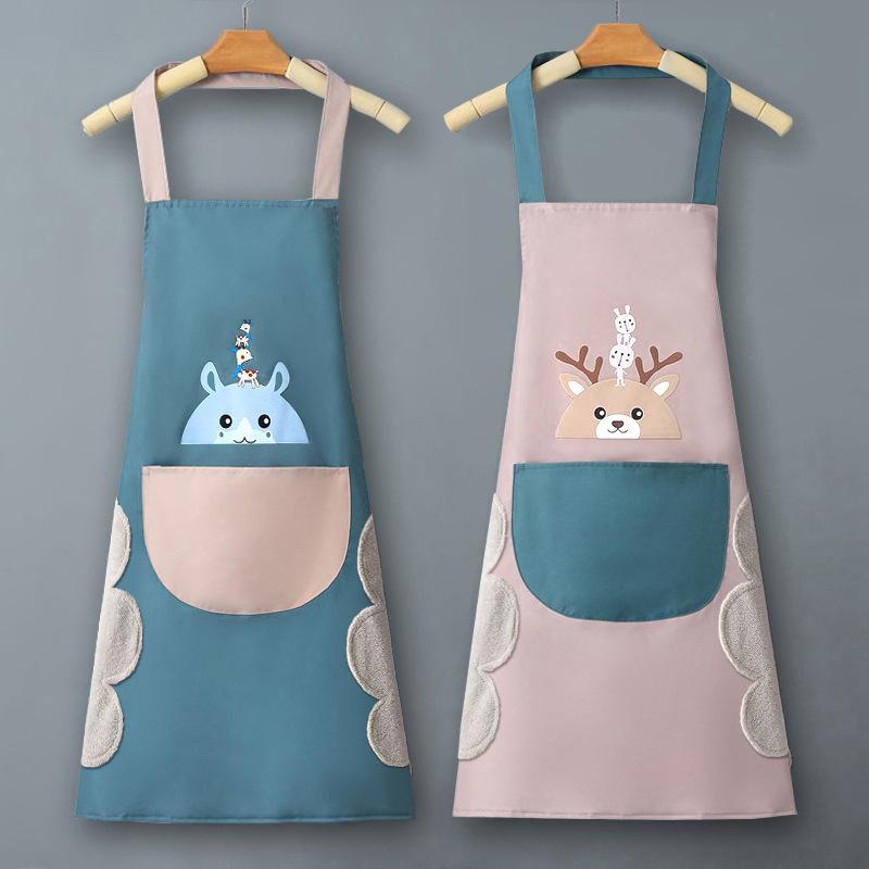 Household Hand Erasable Kitchen Stir Fry Waterproof And Oil Proof Apron, Men'S And Women'S Fashionable Cooking Waist Wrap Adult Work Clothes