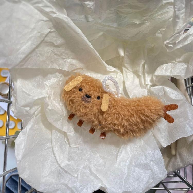 Plush Stuffed Keychain Funny Dolls Fried Shrimp Dog Pendant Keyring for Decor