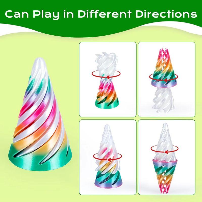 6Pcs/Set Spiral Cone Fidget Vortex Toy Desktop Ornament Model Multiple Ways To Play Stress Relief Creativity 3D Printed Fun Toy