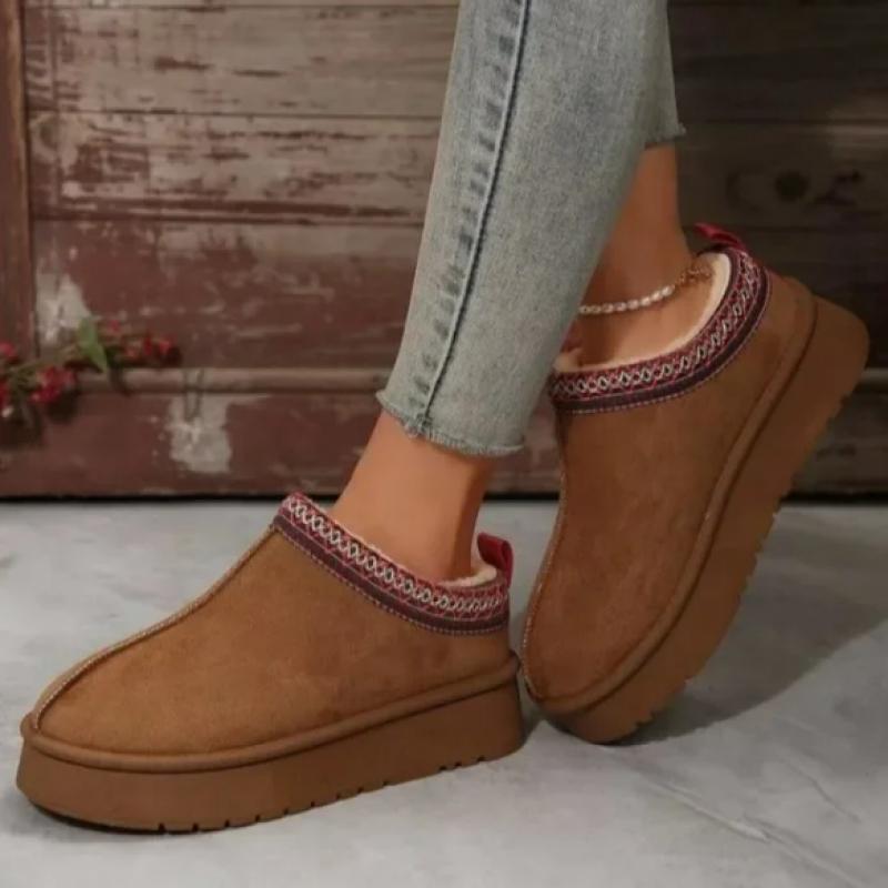 

35-42 Classic Ankle Snow Boots Women Winter New Brand Fur Plush Warm Flats Black Brown Soft Comfortable Platform Cotton Shoes 36