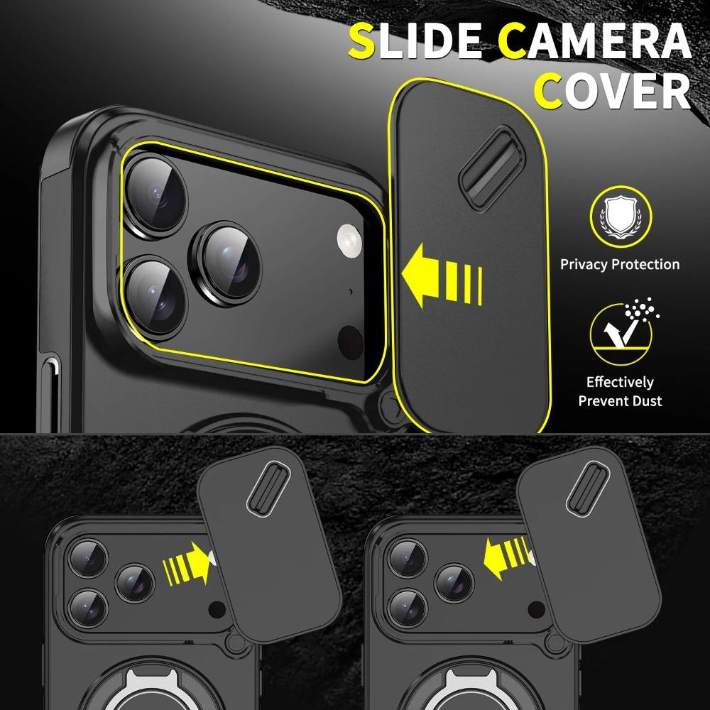 Proteção de Câmera Deslizante para Carregamento Sem Fio Magnético Magsafe Capa Armadura para iPhone 17 Air 16 15 Plus 14 13 12 11 Pro Max Capa