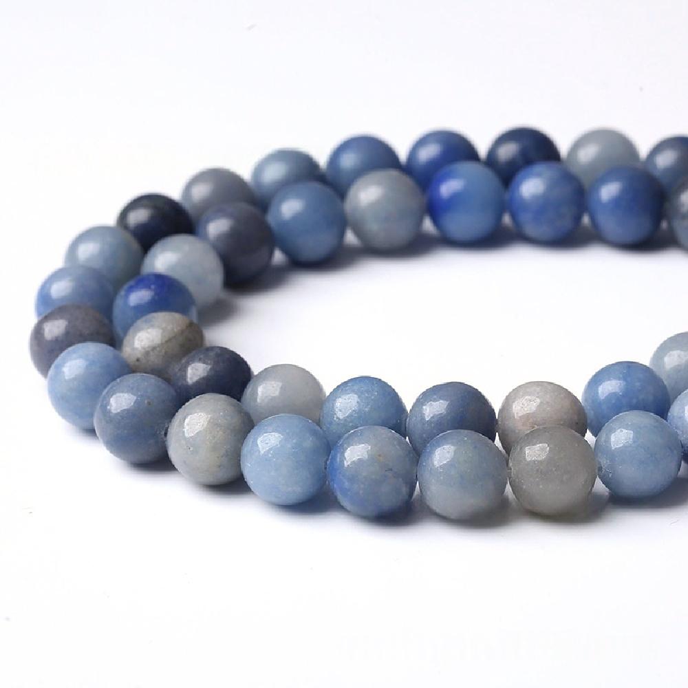 Blue Aventurine Stone Natural Round Beads 15"Strand Smooth Loose Spacer Beads 4/6/8/10/12mm for Jewelry Making DIY Bracelets Accessories