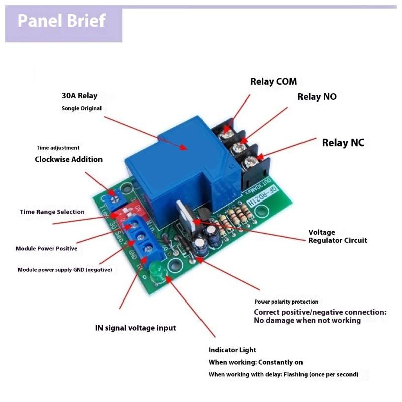 12V/24V 30A Programmierbares Verzögerungszeitgeber-Modul Gehäuse Niedriger Widerstand Isolation Entwicklungsplatine für Hausautomation
