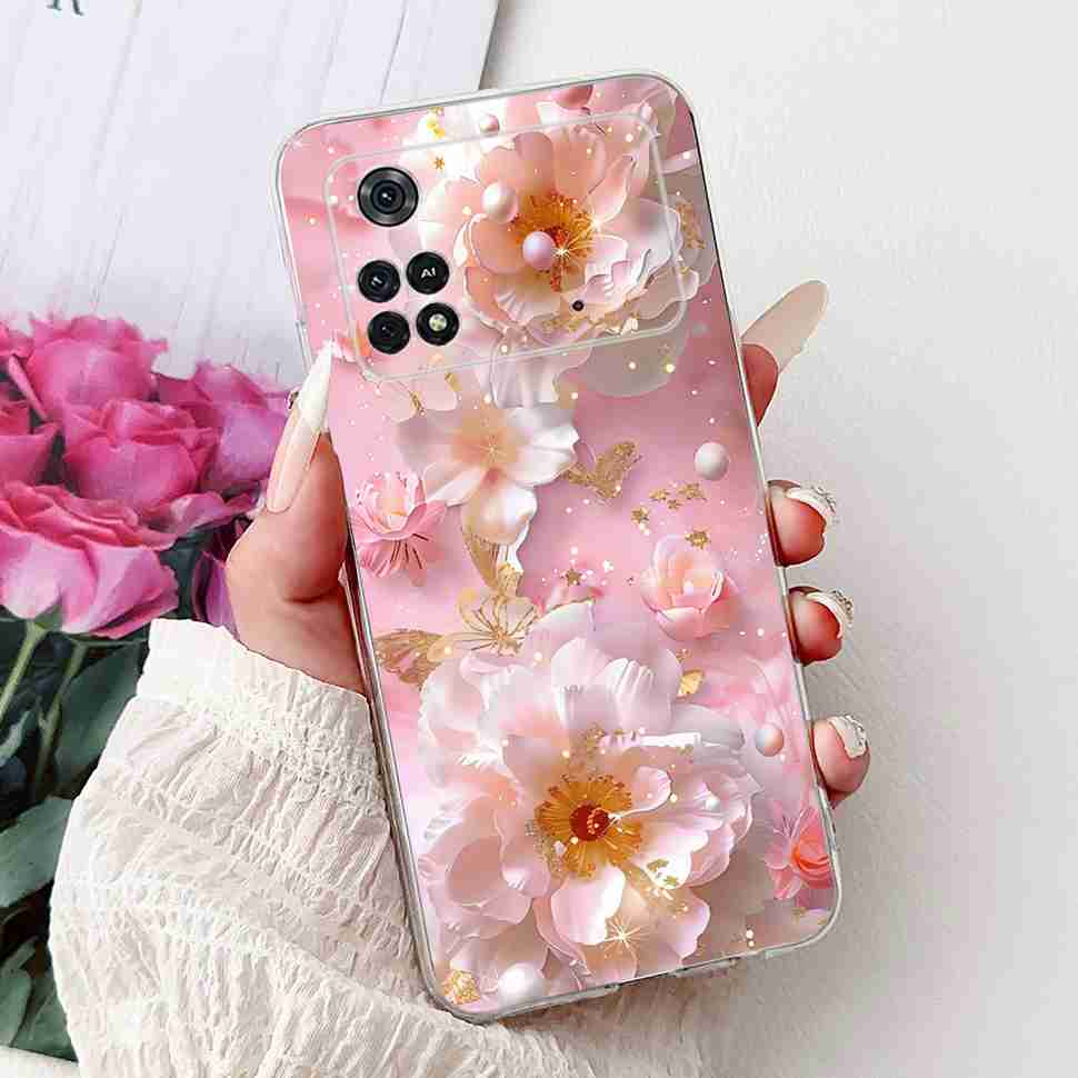 For Xiaomi POCO M4 Pro 4G 6.43" Case Fashion Girl Cute Bear Print Soft Silicon Cover For Poco M4Pro m4 Pro Protective Shell Capa