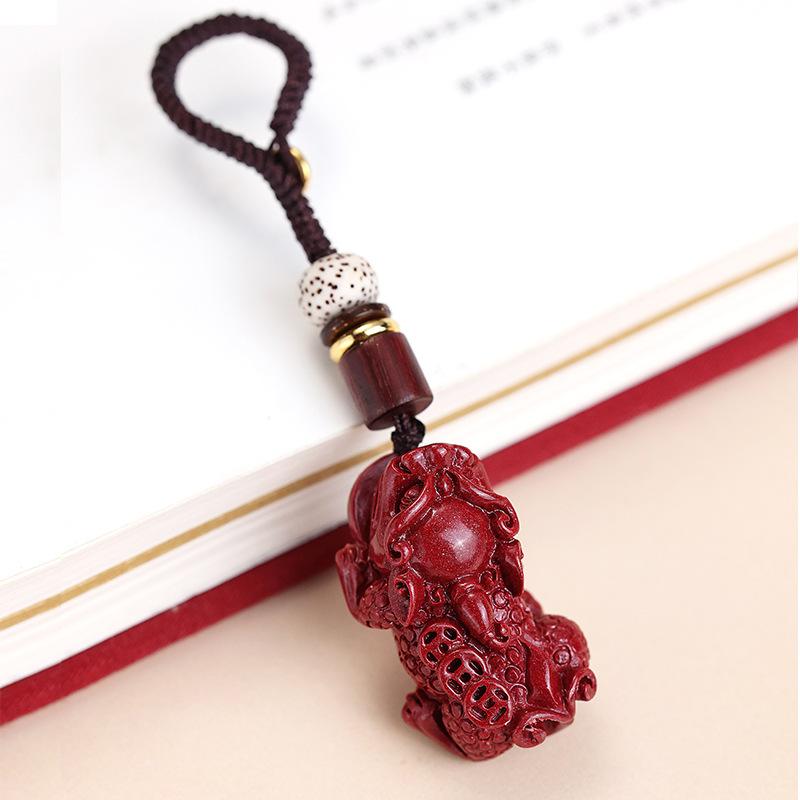 Genuine cinnabar car pendant, men s Pixiu keychain, new model for men, women s gift Style 1