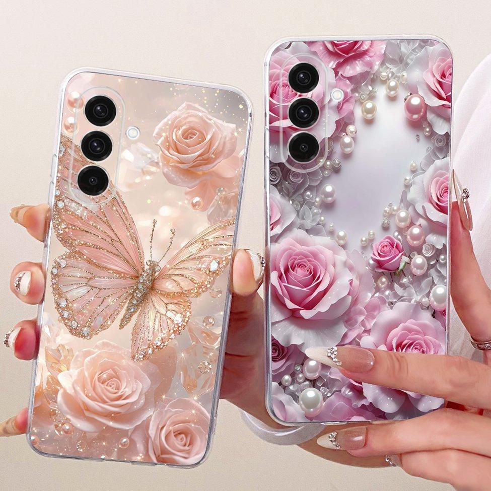 Clear For Samsung A26 SM-A266E SM-A266B Case For Samsung Galaxy A26 Cover Luxury Fashion Flowers Cute Kawaii Painted