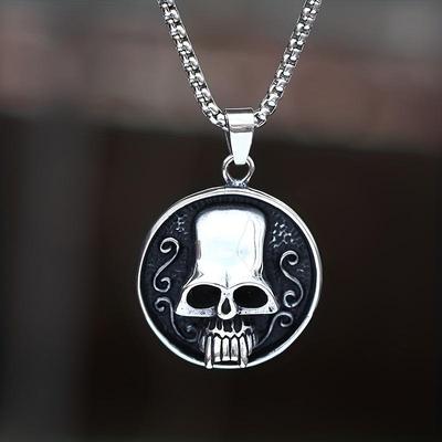 New Fashion Gothic Men's Skull Pendant Halloween Cool Punk Bike Jewelry Gift for Boyfriends