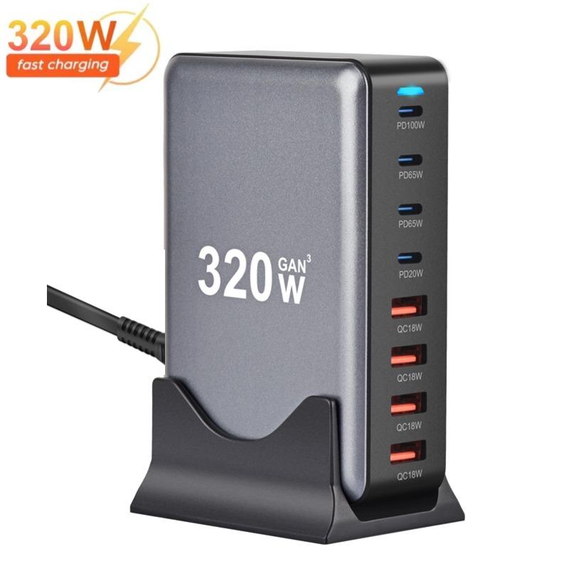 320W GaN nabíječka USB C Rychlá stolní 8portová nabíječka USB typu C PD Rychlé nabíjení 3.0 Rychlá nabíječka USB typu C pro iPhone15 14 Samsung