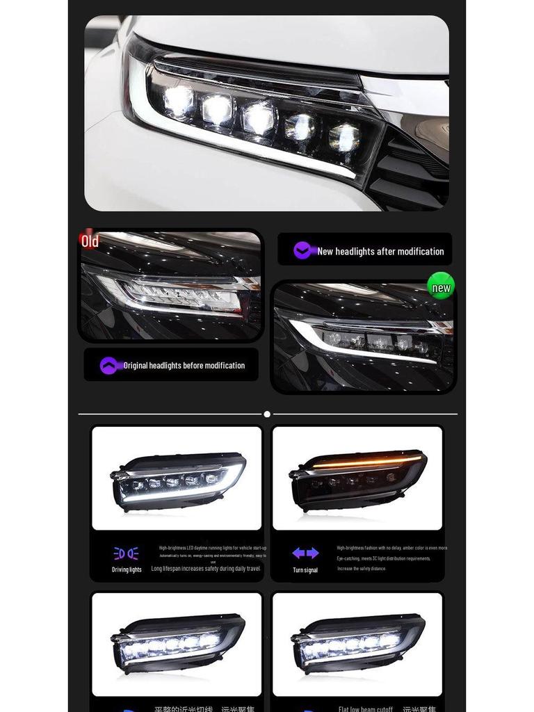 LED Crystal Lens Headlight with Flowing Turn Signals for 17-23 Honda Avancier