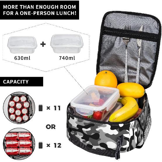 Black Camo Lunch Bags For Men Women Boys Girls Reble Tote Lunch Bags For Office Work School Picnic Camping Thermal Ulation And Cold Preservation