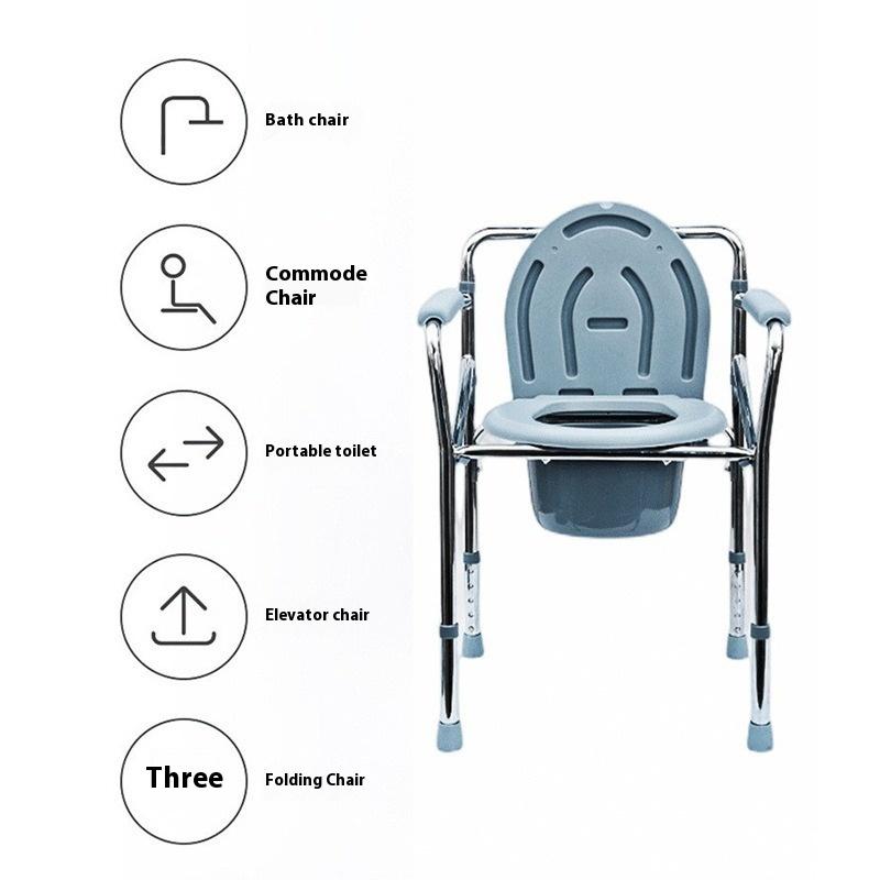 Folding Steel Bedside Commode Chair Portable Toilet Supports Individuals Weighing Up To 330 Lbs Bucket and 15 Inch Seat