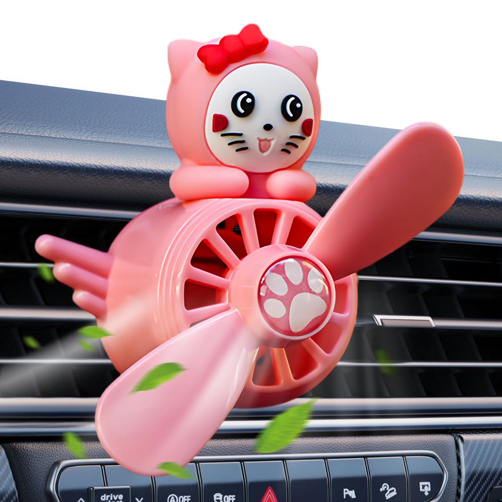 Rotating Propeller Little Duck Car Aromatherapy Air Vent Clip Cartoon Cat Pilot Aroma Diffuser Rotating Auto Perfume Ornament