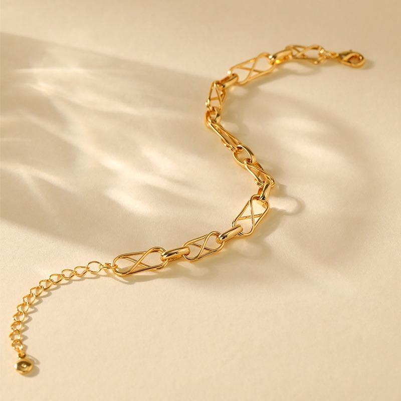 Minimalist Gold Plated Color Retention Neutral Thick Chain Handmade Plain Bracelet