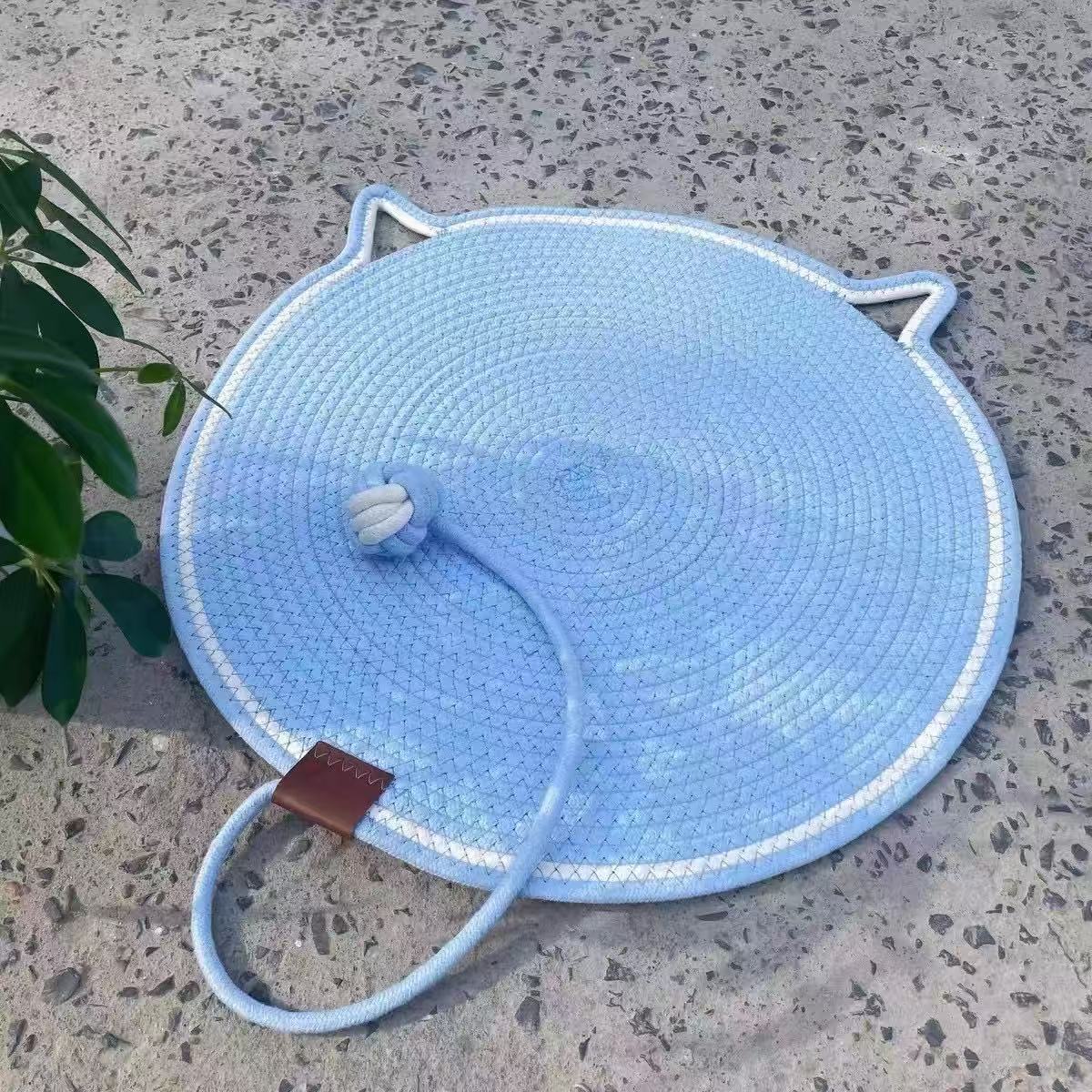 

Pet Cat Scratching Carpet Cat Ear Design Scratching Mat Round For Wall Pet Supplies Wear Resistant Water Washing синий
