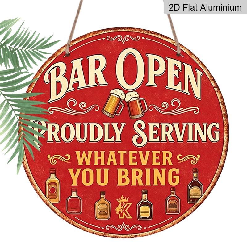

2D Flat, Retro-style Premium Round Aluminum Wall Hangings in Various Sizes, Featuring Beverage Illustration Patterns. Proudly Available. Suitable for 20*20cm