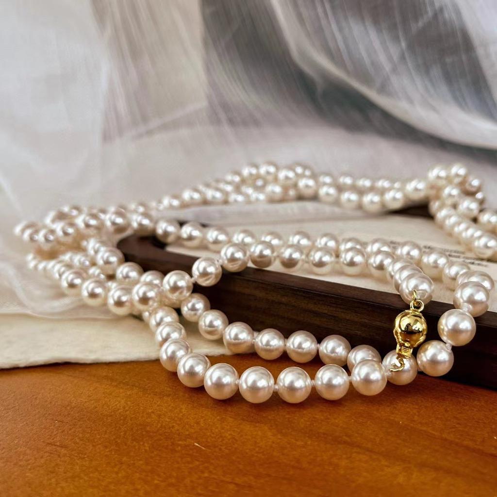 Retro French Shijia Pearl Necklace, A Variety Of Ways To Wear It, Small Fragrance Temperament, High-End Versatile Sweater Chain