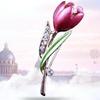 Women Summer Fashion Tulip Rhinestone Flower Brooch Pin Crystal Jewelry Clothes Accessories Brooche Gift Wedding Pins Decoration