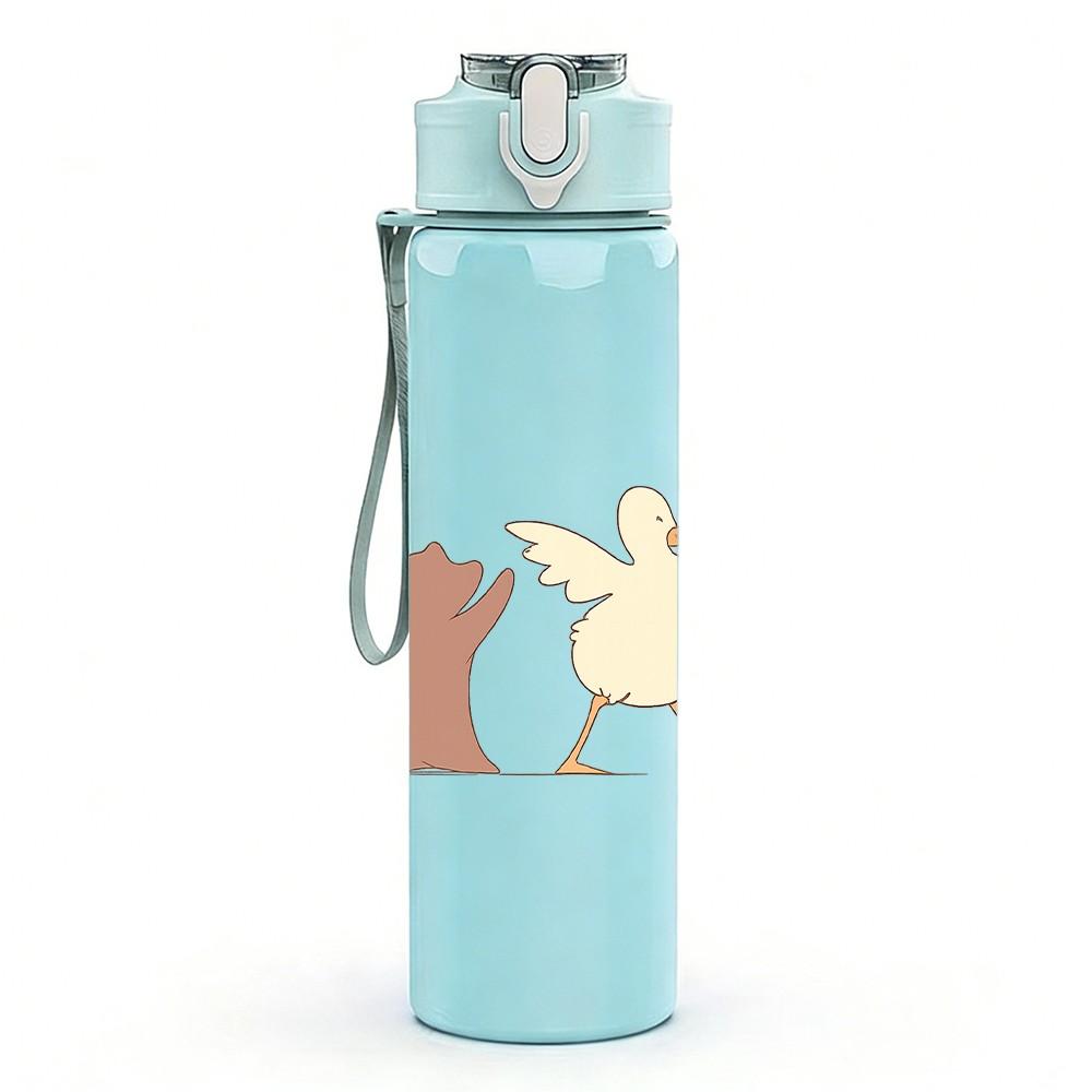 1PC Group Pastel Rabbit Art 750ml Color Plastic Sports Water Bottle Leakproof Flip Straw Lid Suitable for Sports Office Home Use