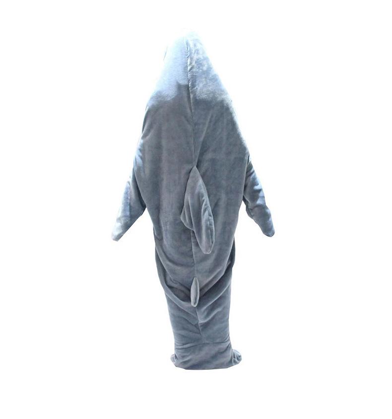 Flanell Vuxen Haj Huva Sovsäck Onesie Pyjamas - Tecknad Fisk Design