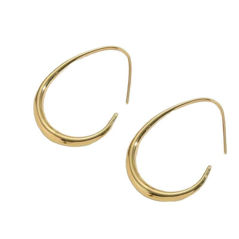 Gold Earrings - Light Luxury High-End Oval Design with Exaggerated Retro Drops