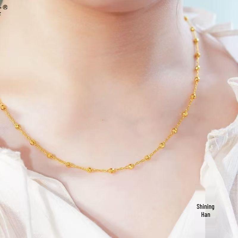 Gold-Plated Disco Bead Necklace: Stylish, Luxurious Gift for Her