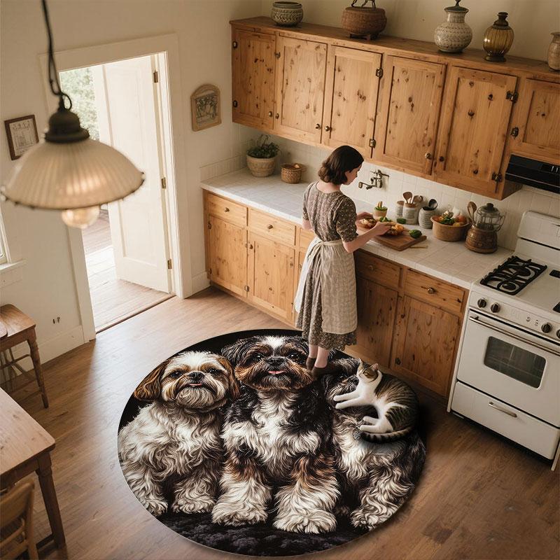Shih Tzu Pattern Round rug,Carpet Rug for Living Room Bedroom Playroom ,Non-slip Floor Mat,Holiday Gifts and Birthday Gifts.