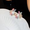 Silver Needle Zircon Star Flower Tassel Stud Earrings - Elegant and Fashionable Women's Accessory